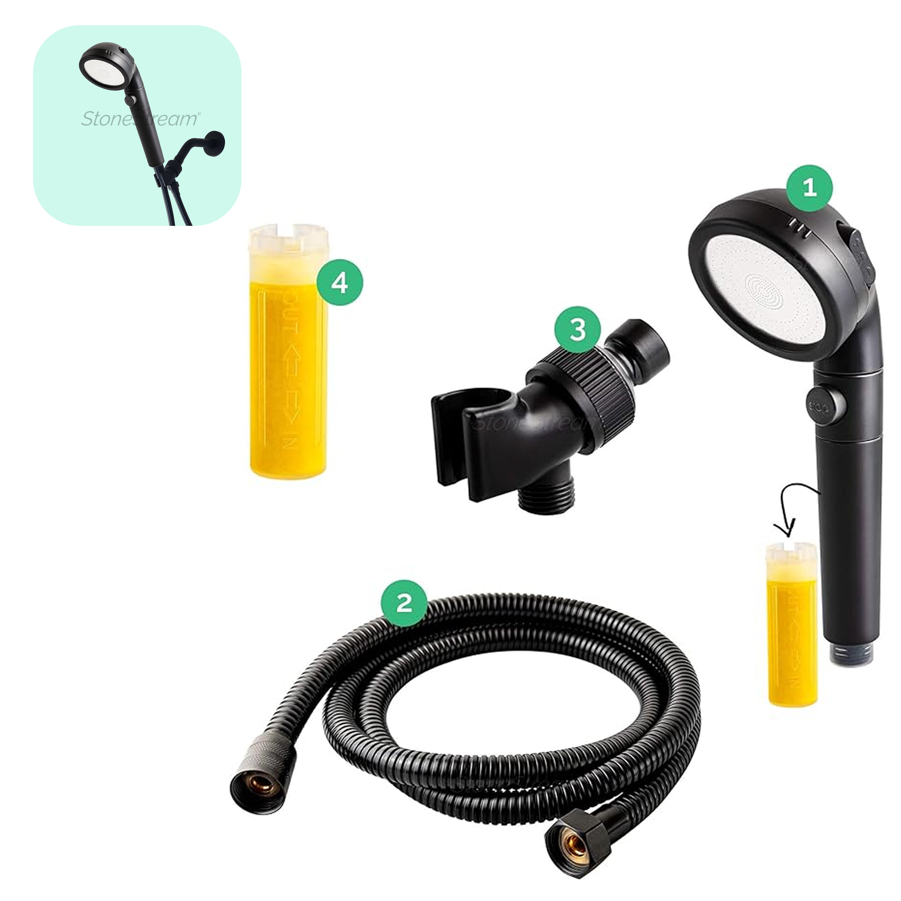 black shower head