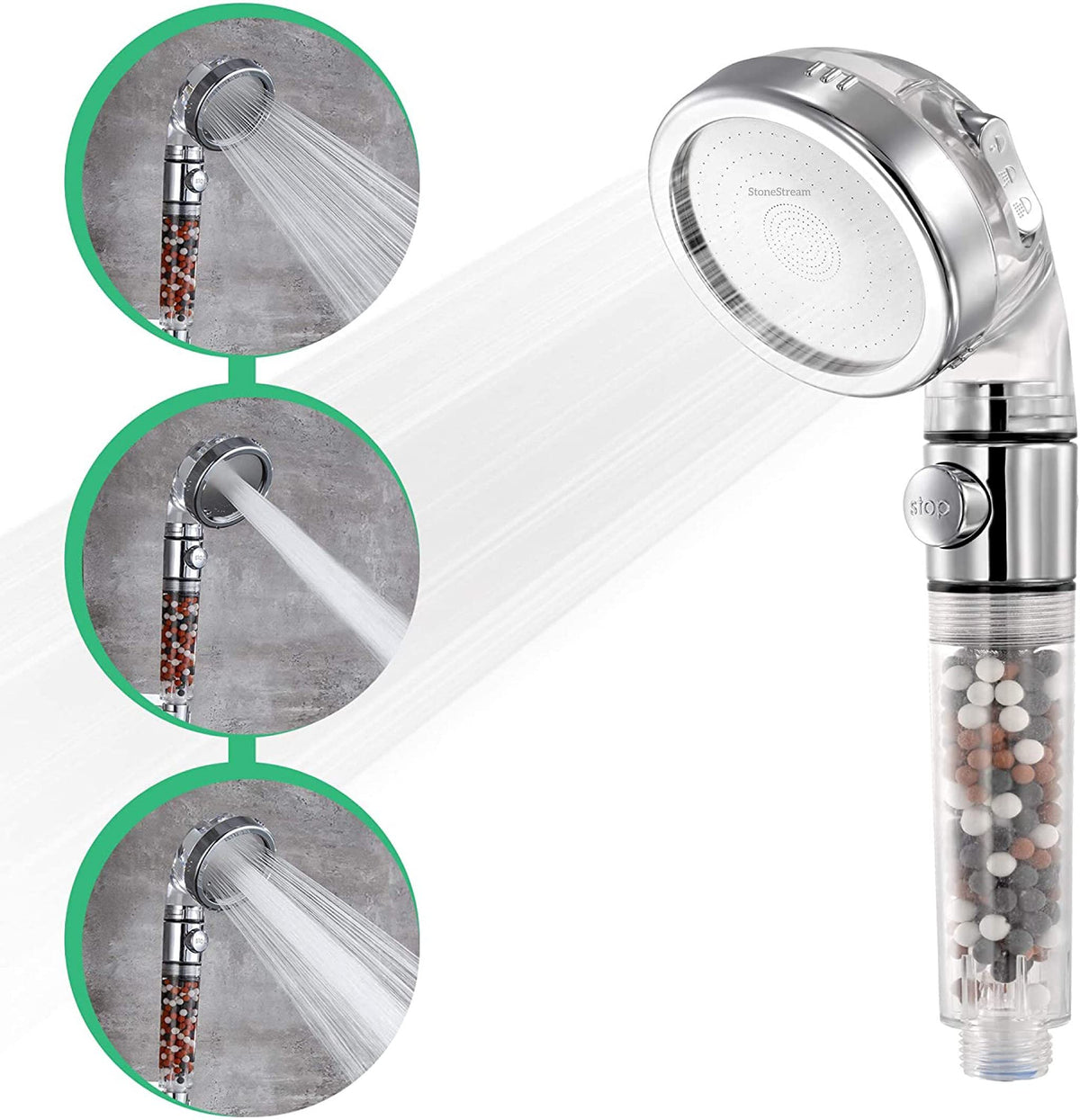 StoneStream EcoPower water softener shower head