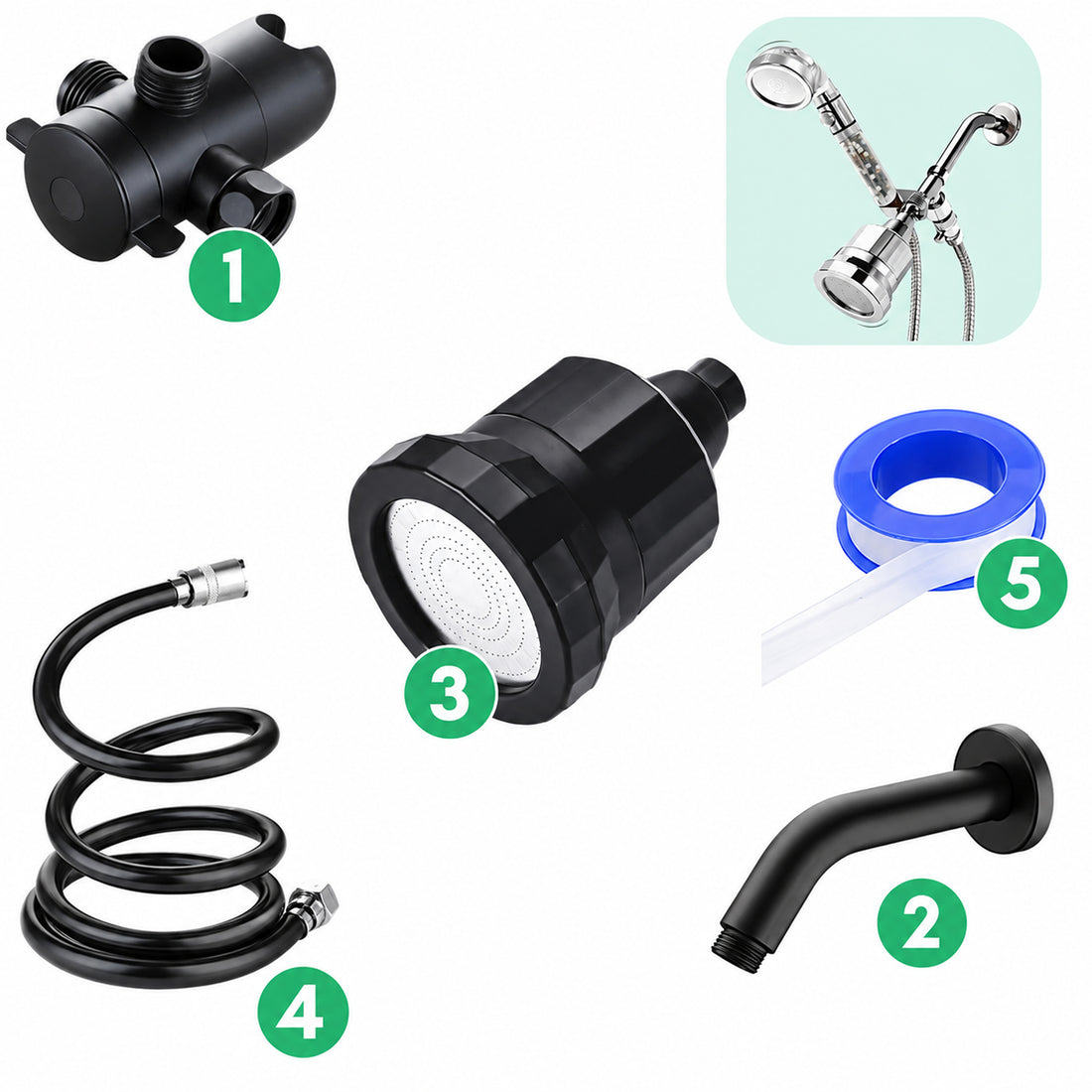 Wall + Hard Water Filter Installation Kit - Black