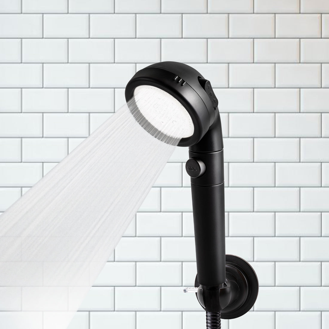 Adjustable Suction Shower Head Holder Black